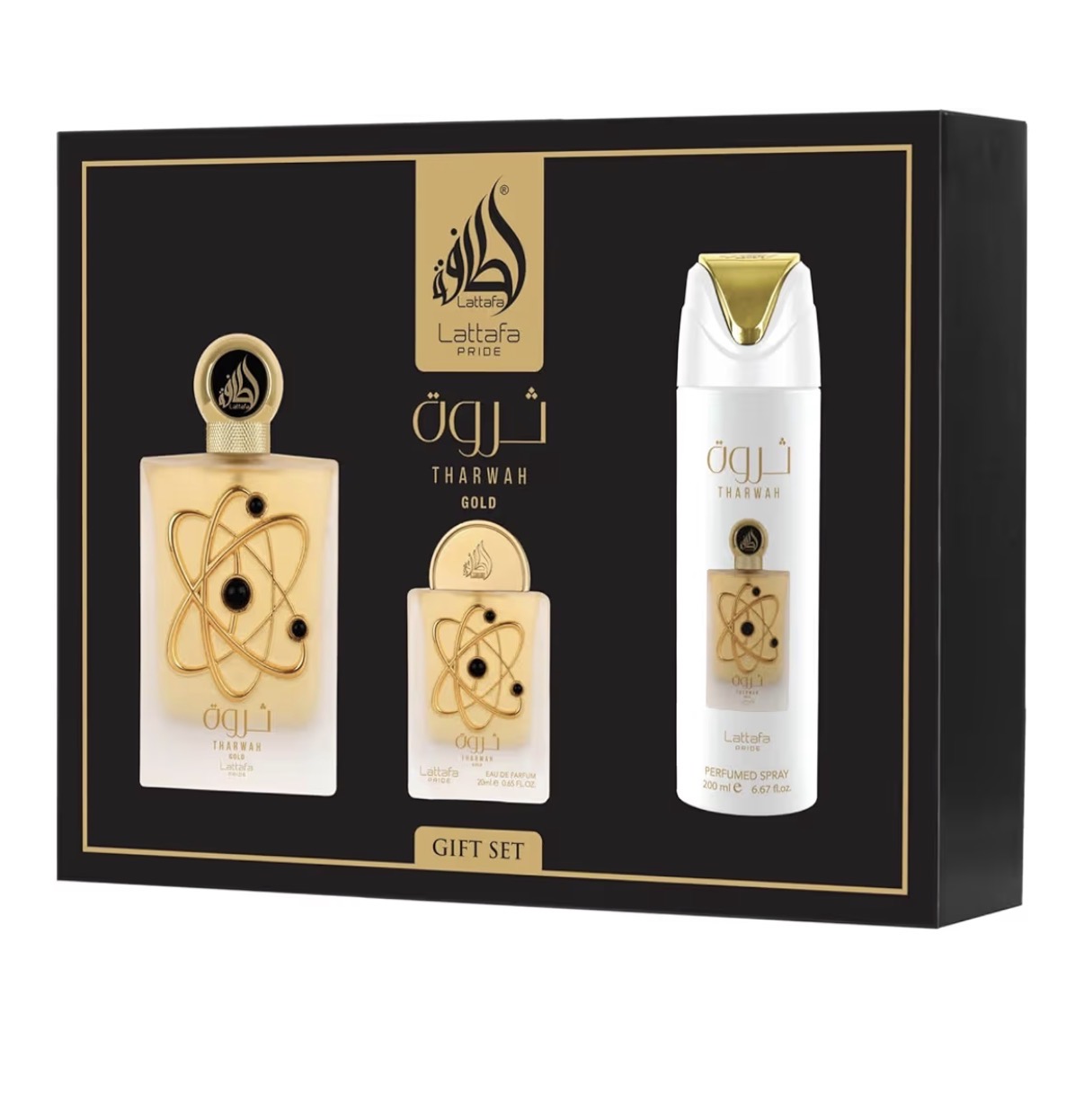 Lattafa Thawaz Gift Set perfume bottle